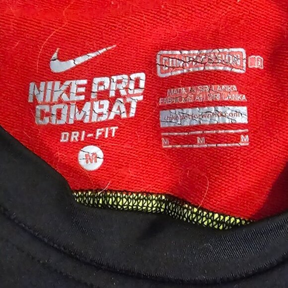 Nike Combat Pro Long-Sleeve Black Yellow Hyperwarm Shield Athletic Top Sz Medium - Picture 6 of 7